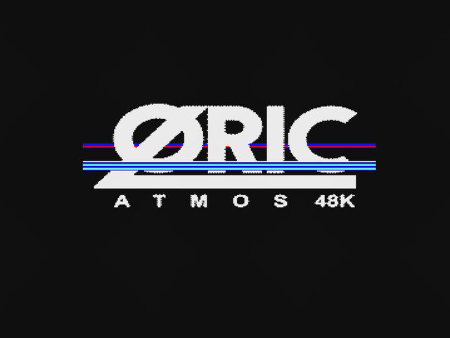 Oric logo section -- the spoken "Welcome to Oric Atmos" plays here, once the picture has loaded