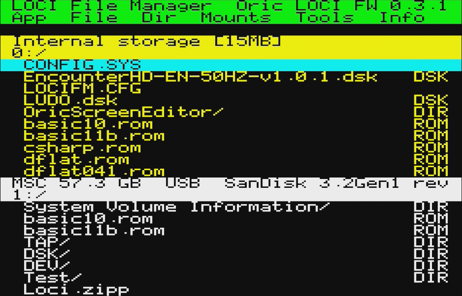 LOCI File Manager v2 main interface, two-pane view