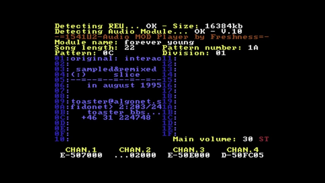 Ultimate 64: MOD player playing 'Forever Young'