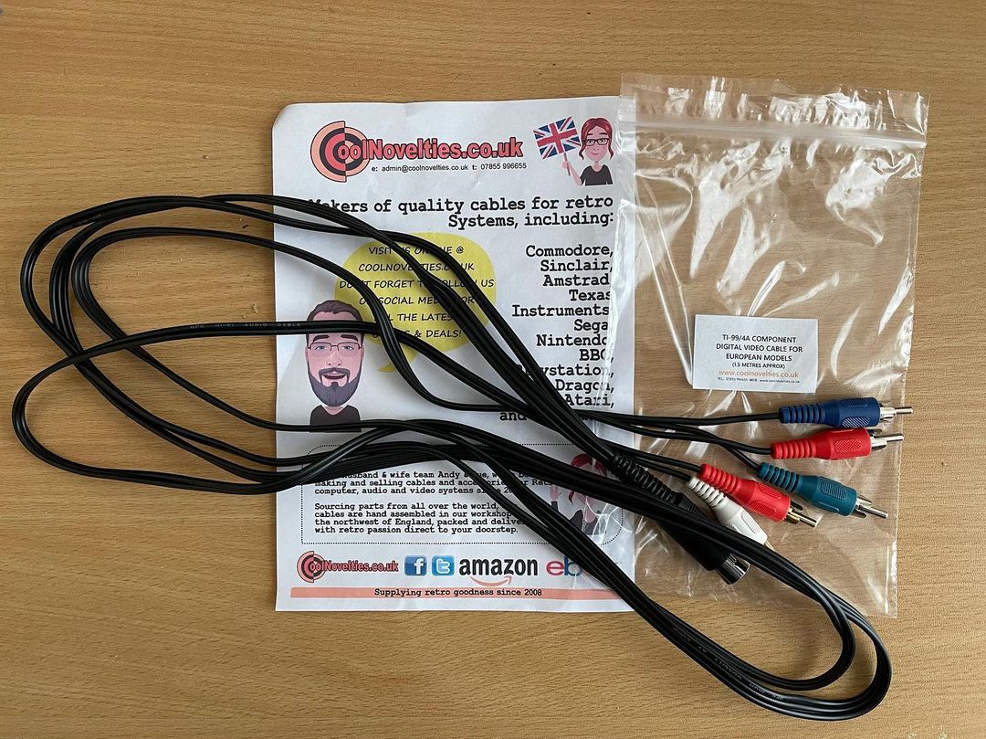 New video to component cable for my TI-99/4a. Giving much better picture than the RF modulator.
Next on my shopping list a component to SCART converter as my only TV with component input is our bedroom one.
#retro #8bit #ti994a #texasinstruments