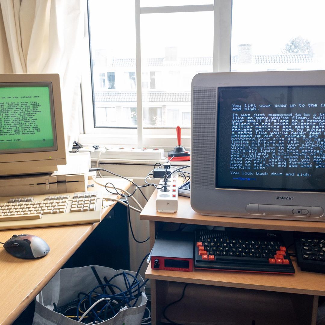 Starting up a new multi retro platform text adventure on my C128D and Oric Atmos at the same time.  https://hlabrande.itch.io/tristam-island-demo. #retro #8bit #c128d #oricatmos #textadventure #tristamisland
