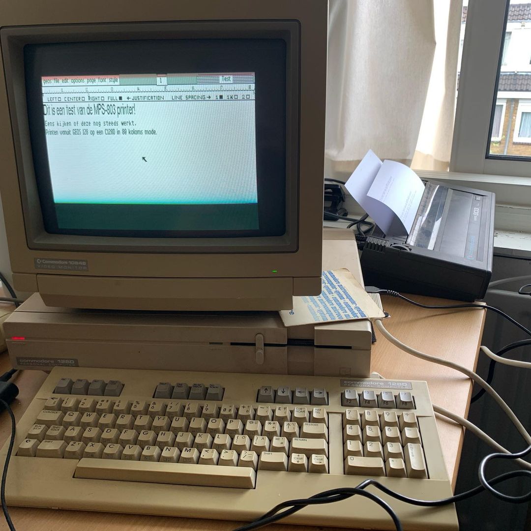 My old printer still working fine. #retro #8bit #commodore #c128d #mps803 #geos128