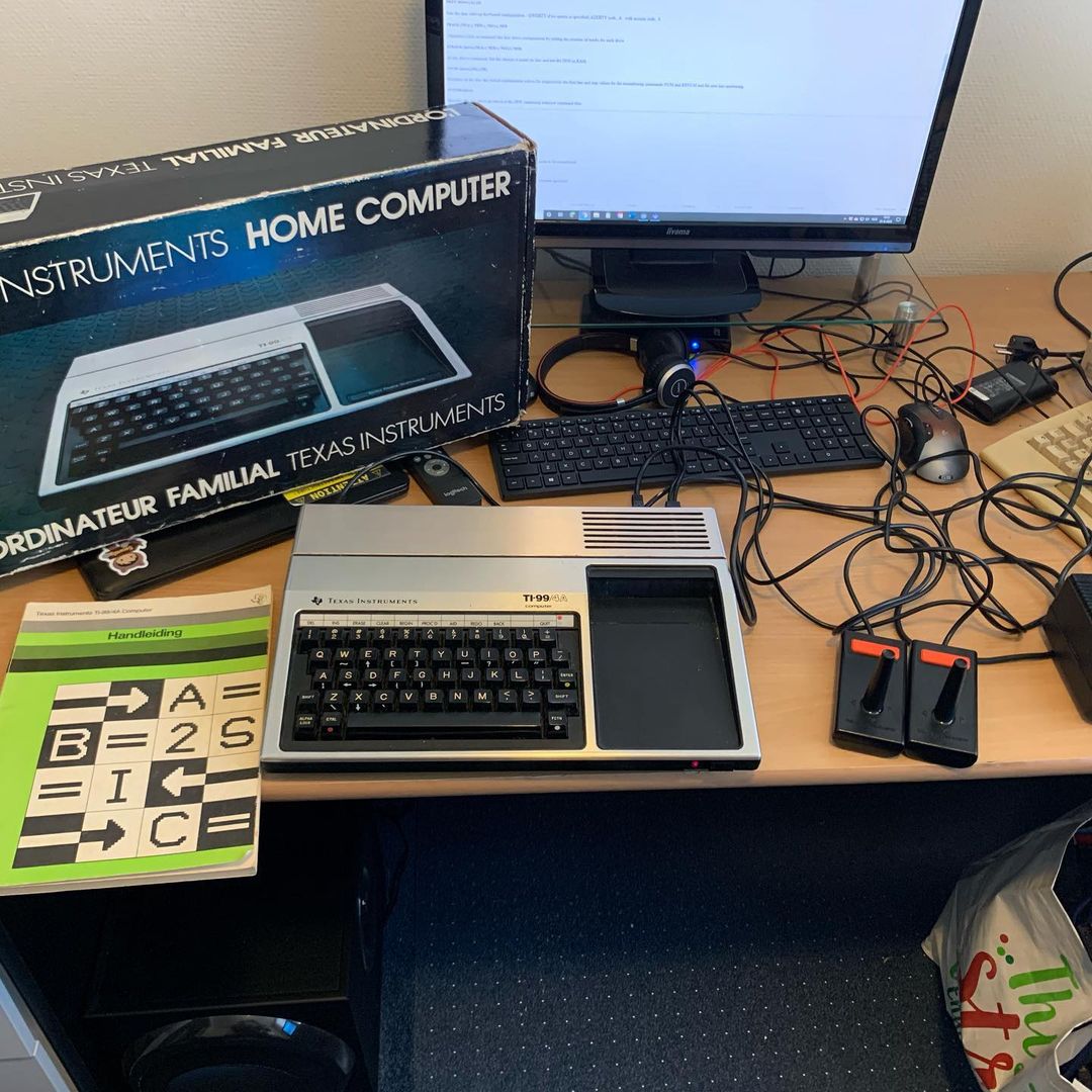 Acquired a Texas Instruments TI-49/4a with box, manual and joysticks. #retro #texasinstruments #ti994a